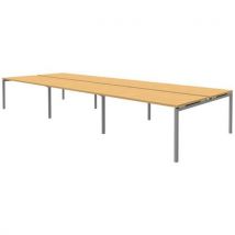 Bureau Droit 6 Places - Hêtre - Open Bench - 160 Cm