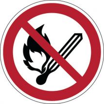 Panneau Rond Flamme Nue Interdite Rigide 31.5cmø