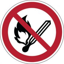 Panneau Rond Flamme Nue Interdite - Rigide 200 Mm Ø