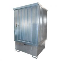 Bauer - Dépôt pour produits dangereux 1 IBC - 1038 L - Galvanisé - Gris - DIBt