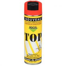 Rocol - Traceur de Chantier Top Rouge - Aérosol 650/500 mL - Marquage Temporaire Durable