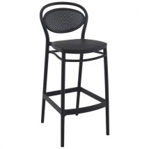 Stamp - Chaise haute Marcel Polypropylène Noir - Assise 75cm - Usage Collectivité - Design Moderne