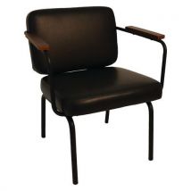 Fauteuil Bas Twist Struc Métal Noir As/dos Pvc Noir Acc Bois