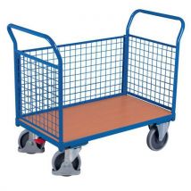 Chariot Habillage Grillagé-cpté 500kg-2 Dossiers+1 Ridelle