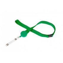 Cordon Plat 15 Mm Avec Enrouleur Badge - Sécurisé - Vert
