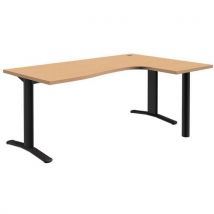 Bureau Pure Hêtre/gris Foncé - Retour Droit - Longueur 180 Cm