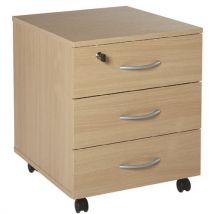 Caisson Mobile Mélaminé 3 Tiroirs Prof. 50 Cm Hêtre
