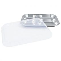 Lot de 6 - Plateaux Inox 4 Compartiments Avec Couvercle Polyp.