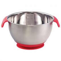 Plastorex - Lot de 3 Saladiers Inox Ø 22 cm - Poignées & Ventouse - 2.5L - Argent