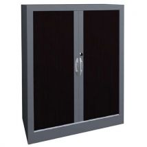 Armoire À Rideaux Classique L. 80cm H. 102 Cm Prune Et Alu