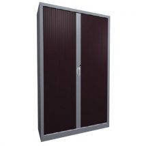 Armoire À Rideaux Classique L.120cm H.198cm Prune Et Alu