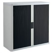 Armoire Easy Office Hauteur 104 Cm Corps Blanc Rideaux Noir