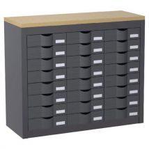 Desserte De Classement 24 Tiroirs Hauteur 75 Cm Anthracite