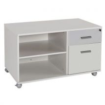 Console Mob. Linéo Cais. 2 Tiroirs 60cm Blanc 1 Façade Alu.