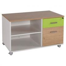 Console Mobile Linéo Caisson 2tir 60cm Chêne 1 Façade Anis