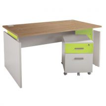 Pack Linéo Bureau Droit 120 Caisson 2 Tiroirs Chêne Et Anis