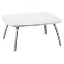 Table Basse 80x60 Cm Piètement Aluminium Plateau Blanc