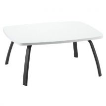 Table Basse 80x60cm Piètement Noir Plateau Blanc