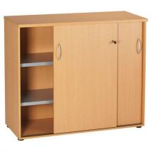 Armoire De Bureau 2 Porte Coulissantes H.104cm L.120cm Hêtre