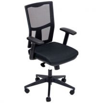 Manutan Expert - Fauteuil de bureau Ritz Assise tissu noir - Accoudoirs réglables - Dossier résille - Roulettes - Garantie 10 ans