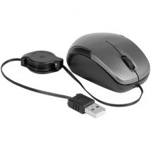 Mini Souris Noire À Cordon Usb Rétractable
