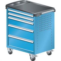 A257259 - Chariot Atelier Revêtement Plastique - 5 Tiroirs -bleu Clair