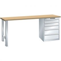 Établi 27x36E - Gris clair, capacité 1500Kg, 5 tiroirs 75Kg - Lista