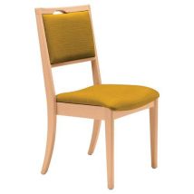 Sunset Creation - Chaise Abaka Safran - Assise Mousse Jaune - Structure Hêtre Naturel - Usage Collectivité - M2
