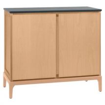 Buffet Mona 2 Portes Naturel Plateau Stratifié Gris