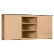 Crédence 2p/étagères Buffet Mona Naturel Plat Strat Gris