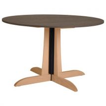 Sunset Creation - Table Mikado Ronde Ø120cm Stratifié ABS Marron Hêtre - Usage Collectivité - Garantie 5 Ans