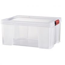Sundis - Boîte de rangement Clip'N Store 27L - Empilable et transparente - Polypropylène robuste