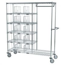 Sclessin Fonction Linge - Chariot distribution linge 15 casiers + penderie 900mm - Acier Argent - 178x45.7x183cm