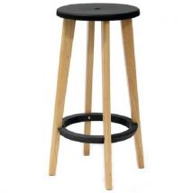Tabourets Woody Pied Hêtre Assise Noire