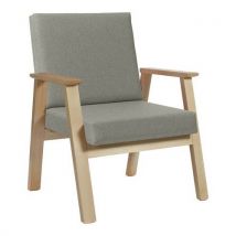 Fauteuil Cadéo Hêtre Tissu Polyester Chiné Gris