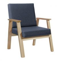 Fauteuil Cadéo Hêtre Tissu Polyester Chiné Bleu