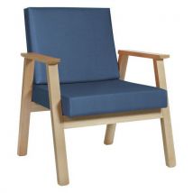 Fauteuil Cadéo Hêtre Tissu Enduit Pvc Pétrôle