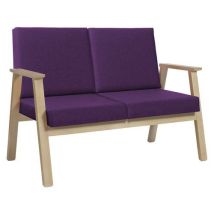 Sunset Creation - Canapé 2 places Cadéo Hêtre Polyester Chiné Prune - 119.5x65x89 cm - Confort & Design