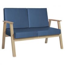Canapé 2 Places Cadéo Hêtre Tissu Enduit Pvc Pétrôle