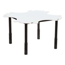 Sunset Creation - Table Ergo Technic Ø140 Blanc/Noir - Réglable en Hauteur - Stratifié Compact - Usage Collectivité