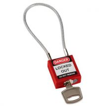 Brady - Cadenas de sécurité compact Rouge 20cm - Nylon/Acier - Retenue de clé - Système de condamnation