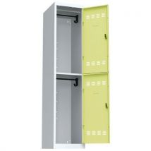 Vinco - Vestiaire 1 colonne 2 cases à clé Anis - 400mm - Acier Gris Clair - Éco-responsable