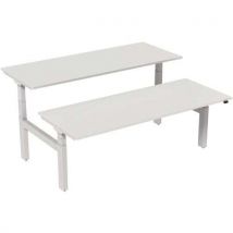 Bureau Droit Bench Électrique 2 Places 200 Cm - Blanc