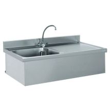 Plonge Suspendue Robinet 1 Bac 1 Égouttoir Droite 50x50x30cm