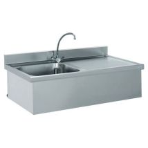 Plonge Suspendue Robinet 1 Bac 1 Égouttoir Droit 60x50x32 Cm