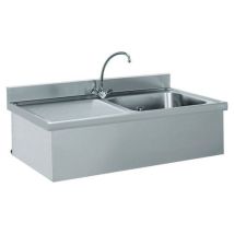Plonge Suspendue Robinet 1 Bac 1 Égouttoir Gauche 60x50x32cm