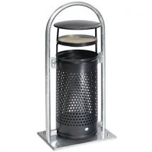 Poubelle D'extérieur Support Lyre - Galvanisé - 60 L - Argent Antique