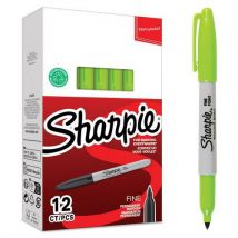 Lot de 12 - Marqueur Permanent Pointe Fine - 12 - Vert Citron - Sharpie