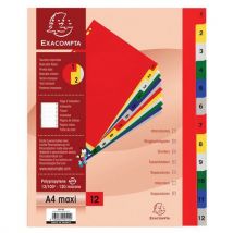 Set De 12 Intercalaires Numériques Polypropylène A4 Maxi