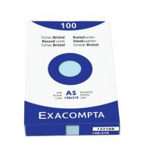 Étui De 100 Fiches Bristol Azur Uni Non Perforé 148x210mm